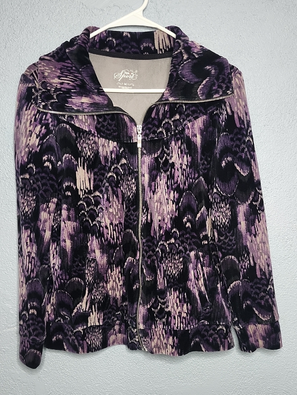 Style & Co. Plum and Black Zip Jacket